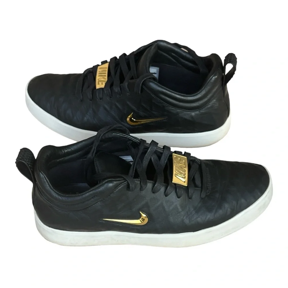 NIKE TIEMPO PREMIER 17 Black White Gold SWOOSH & EMBLEM Sneakers Men’s Size 9.5 - Picture 3 of 12